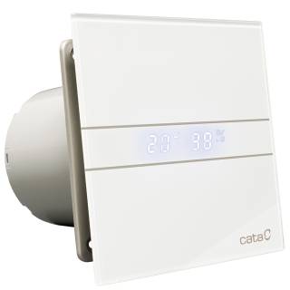 Cata E-120GTH ventilátor üveg előlappal, utószellőztető, alapszellőztető és páraérzékelő funkcióval, fehér