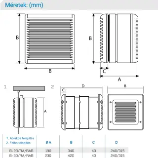 Cata B23 RA nagy teljesítményű ventilátor