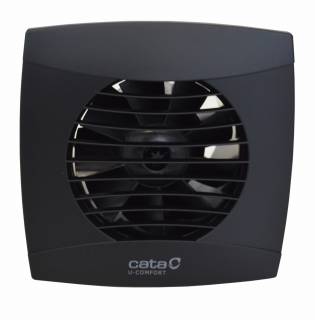 Cata UC-12 Timer fekete ventilátor utószellőztető funkcióval, pillangószeleppel