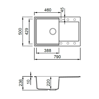 ELLECI OUTLET - Mosogatótálca Easy 300 79x50 Granitek 1 m. +cseppt. G43 Tortora