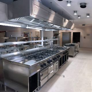 Gastro MK sziget elszívó ernyő, labirint szűrőkkel, 3000x1400x450 mm, olajleeresztővel