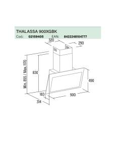 CATA OUTLET - Páraelszívó THALASSA 900 XGBK/F fekete Hob to Hood